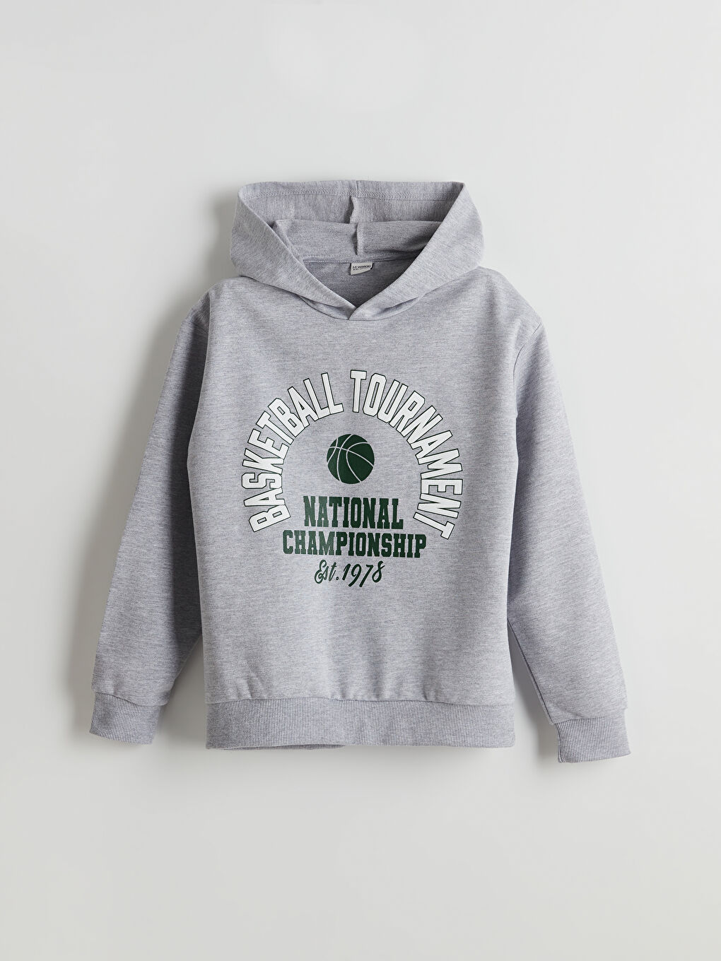 Gri Kapüşonlu Erkek Çocuk Sweatshirt