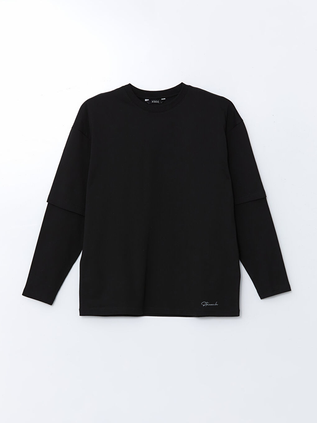 Siyah Bisiklet Yaka Uzun Kollu Erkek Sweatshirt-4