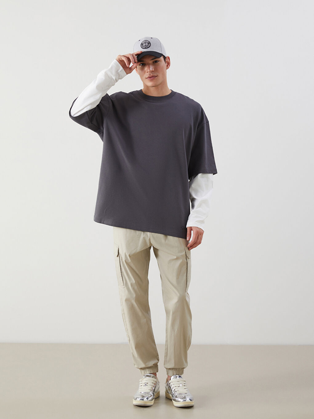 Antrasit Bisiklet Yaka Uzun Kollu Erkek Sweatshirt-1