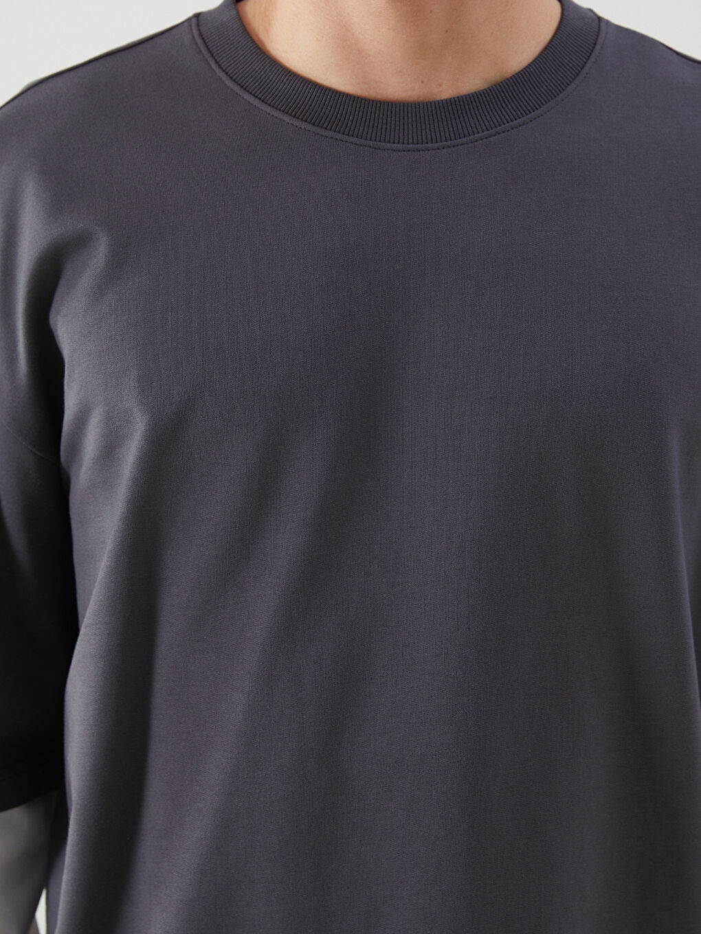 Antrasit Bisiklet Yaka Uzun Kollu Erkek Sweatshirt-2