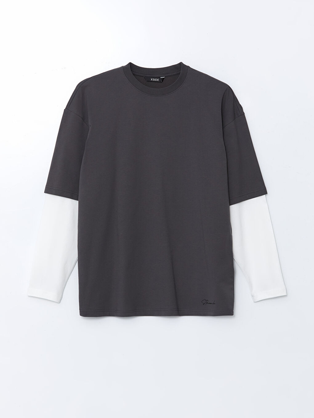 Antrasit Bisiklet Yaka Uzun Kollu Erkek Sweatshirt-4