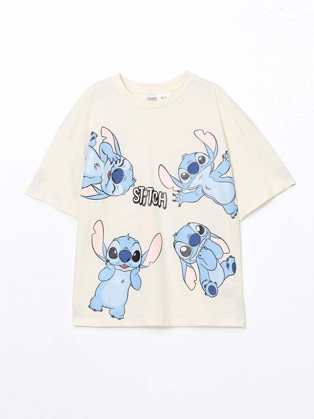 T-shirt pour Filles à Col Rond Imprimé Stitch
