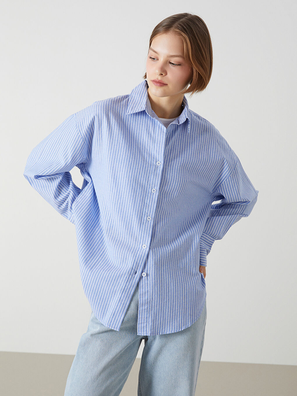 XSIDE Gestreiftes Oversize-Hemd für Damen -S52944Z8-LEN