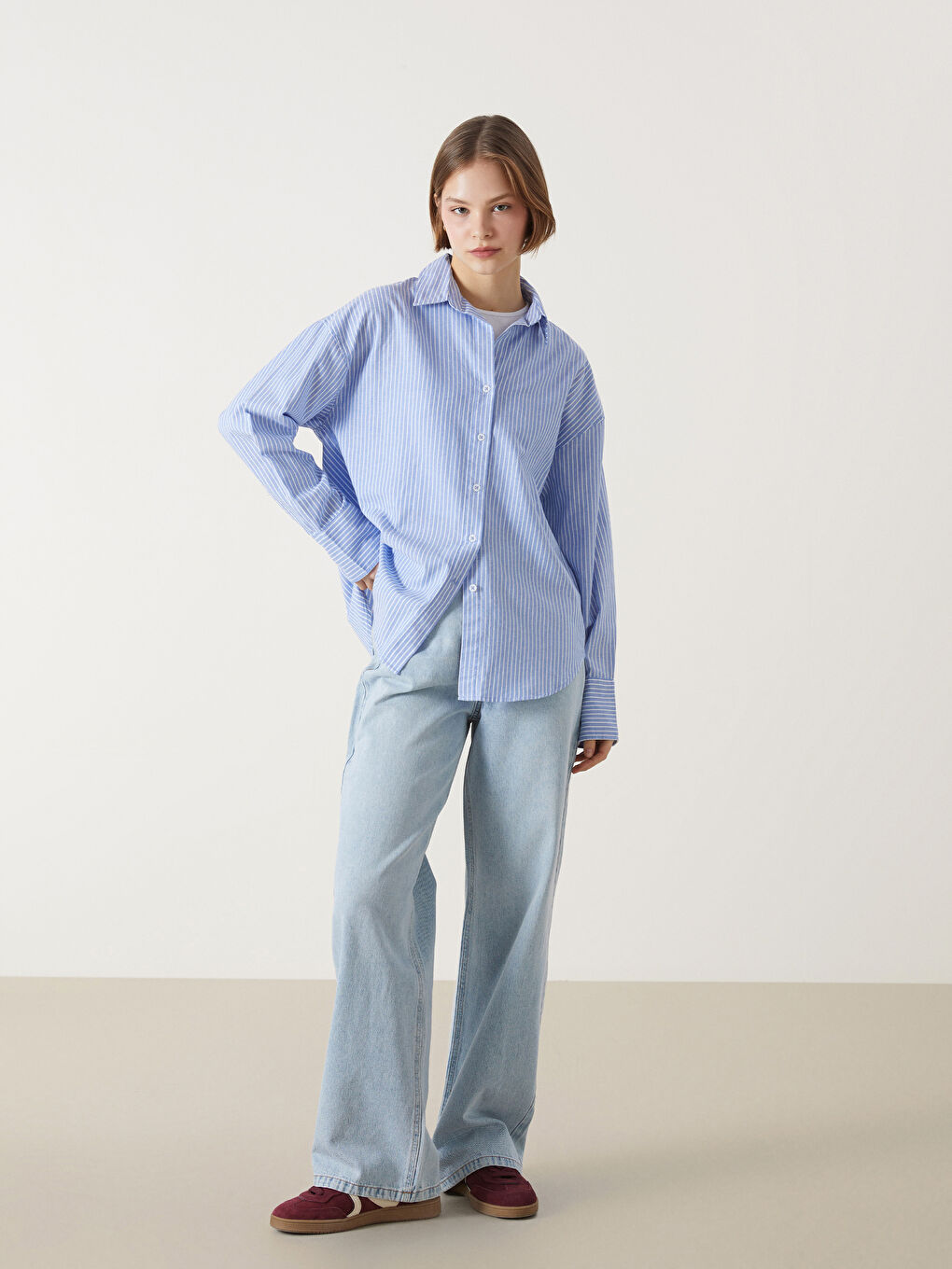 XSIDE Gestreiftes Oversize-Hemd für Damen -S52944Z8-LEN