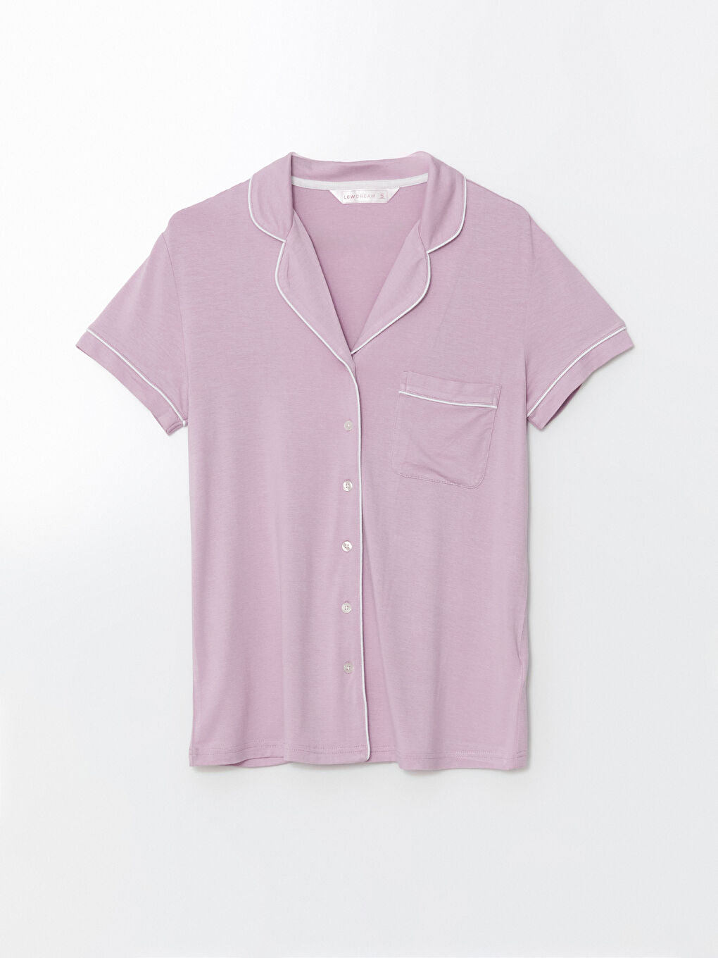 Lila Gömlek Yaka Kadın Pijama Üstü