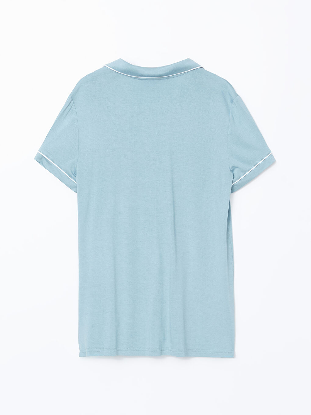 Mavi Gömlek Yaka Kadın Pijama Üstü-1