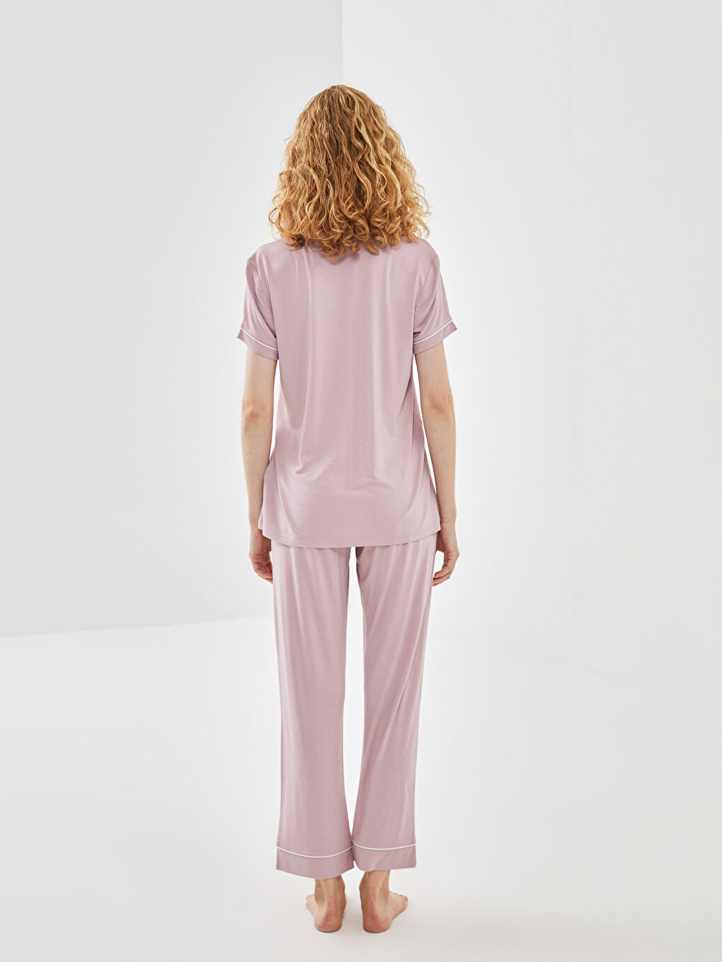 Shirt Collar Women's Pajamas Set -S52990Z8-FFZ