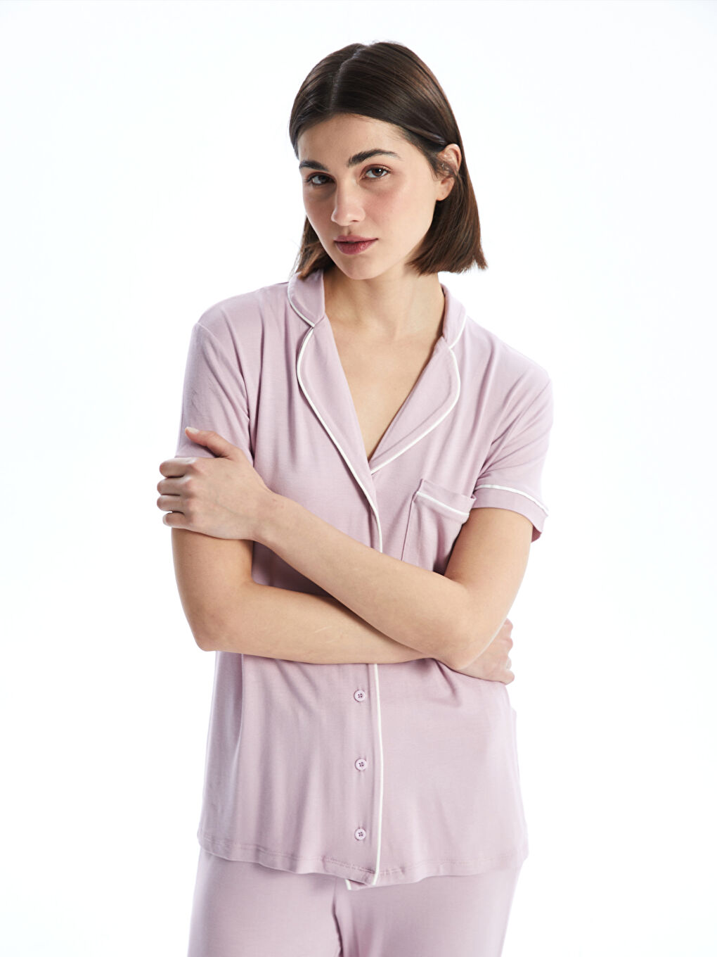 Shirt Collar Women's Pajamas Set -S52990Z8-FFZ