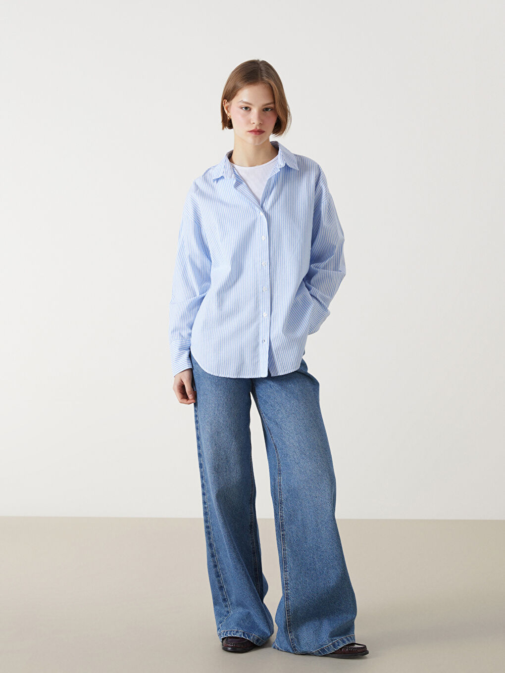 Striped Oversize Women's Shirt -S53014Z8-LEH