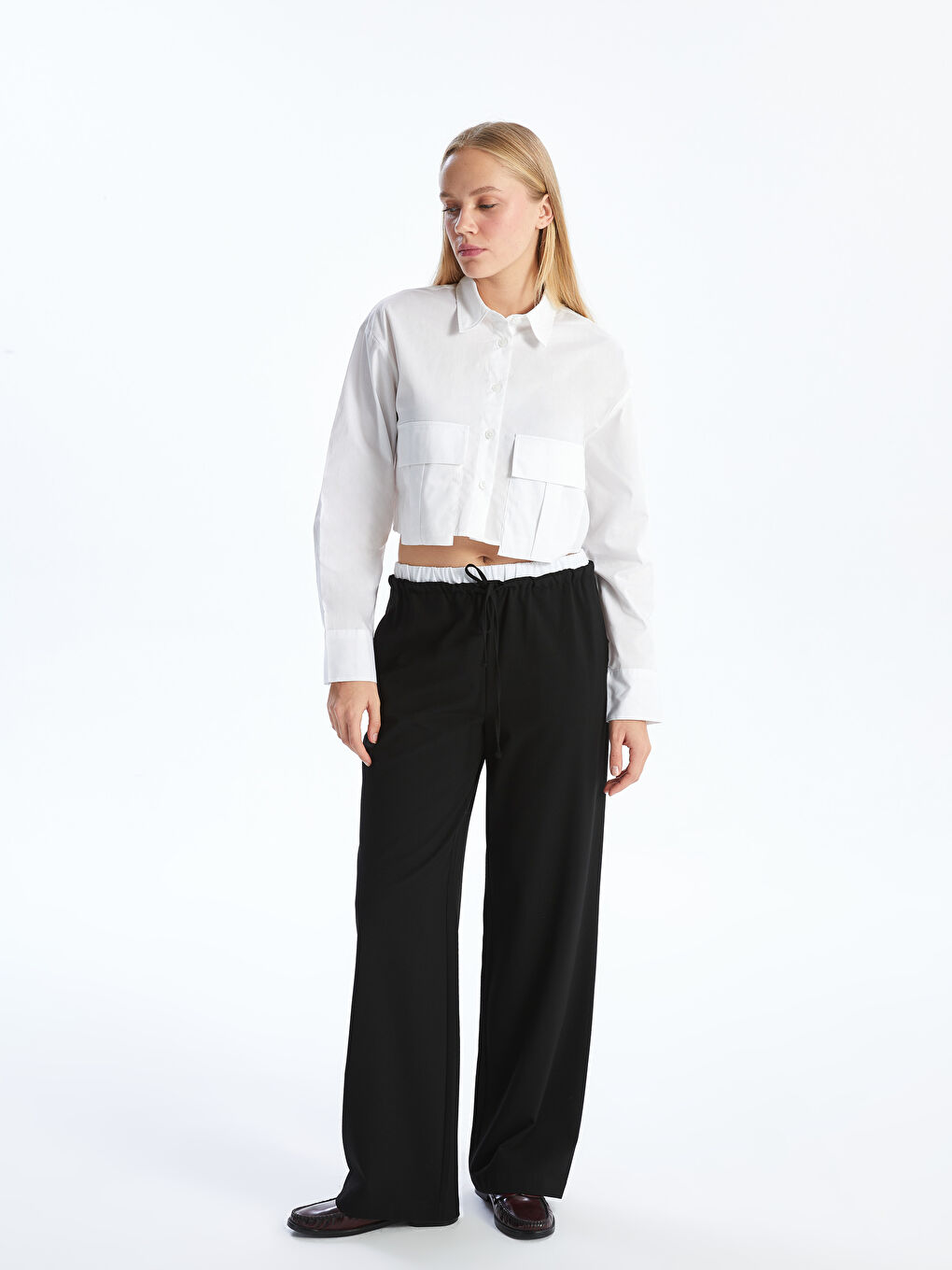 Crop Poplin Women's Shirt -S53015Z8-Q6K
