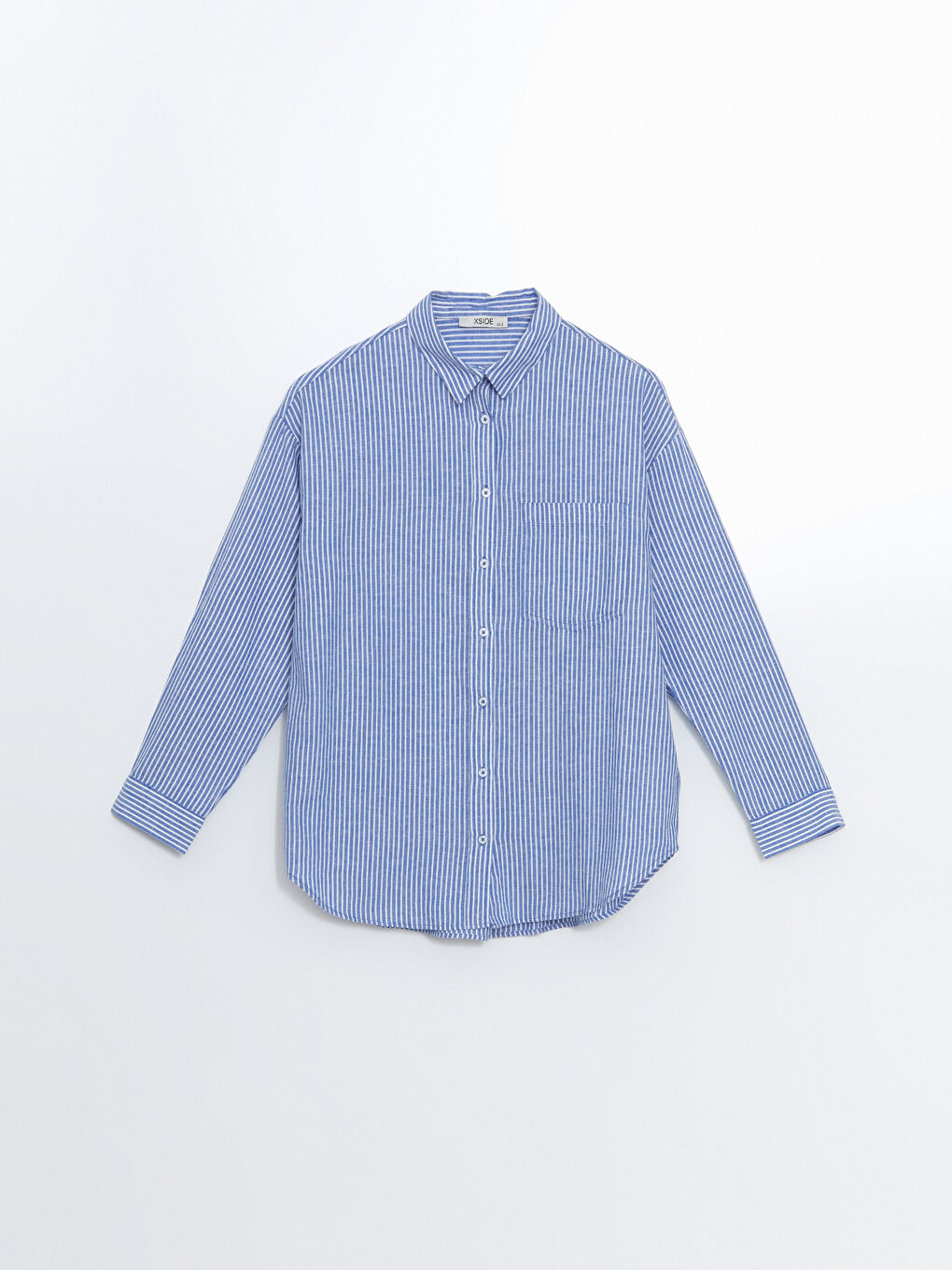Striped Oversize Linen Blend Women's Shirt -S53018Z8-LEN