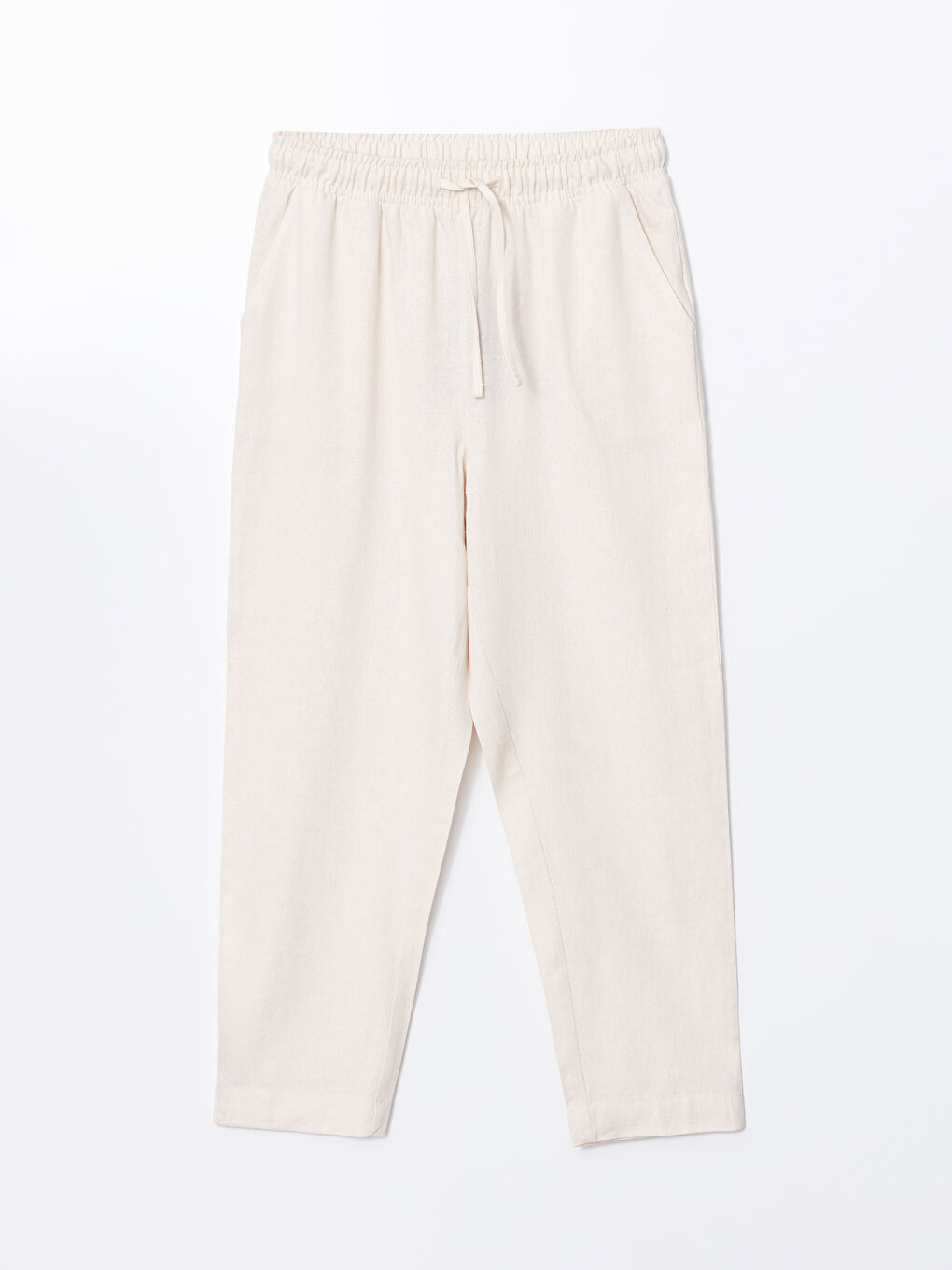 Women's Elastic Waist Linen Blend Trousers -S53025Z8-VHM
