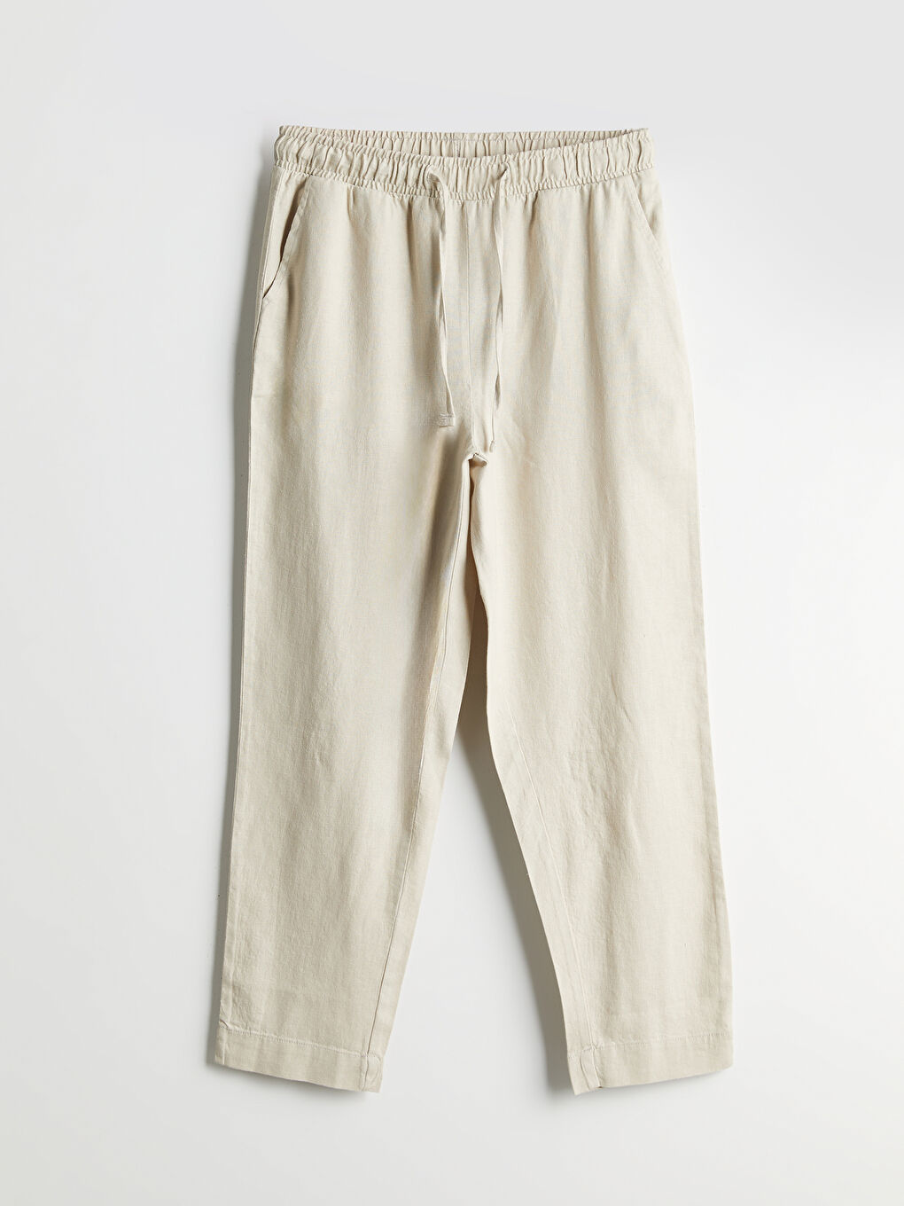 Women's Elastic Waist Linen Blend Trousers-4