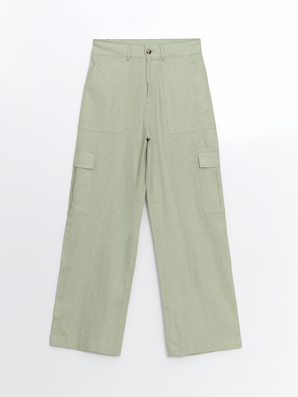 Loose Fit Linen Blend Women's Cargo Trousers -S53027Z8-VKZ
