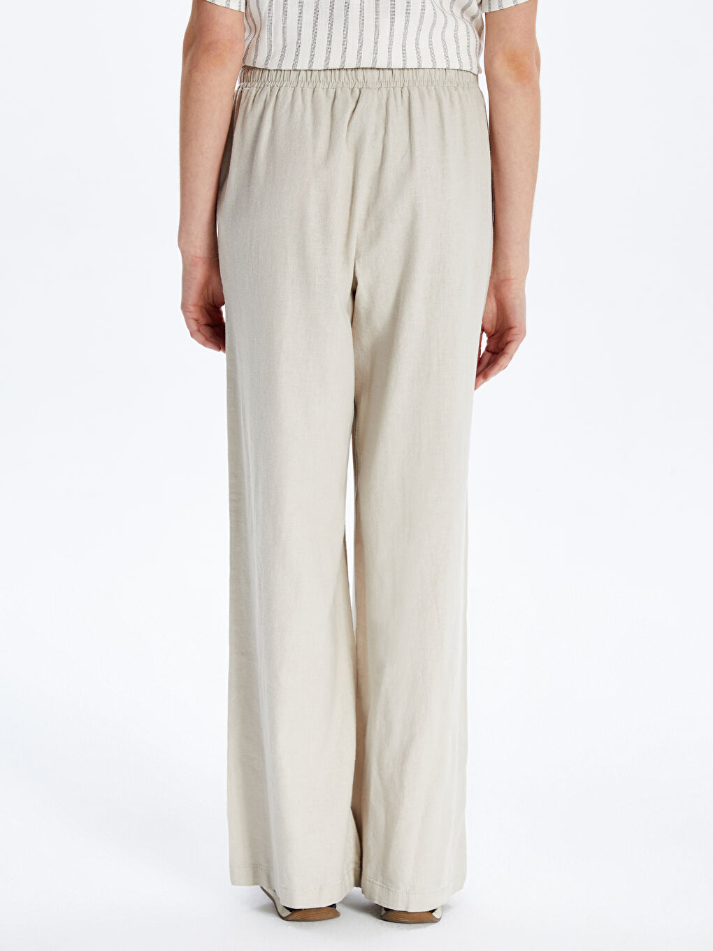 Pantalone za žene od mešavine lana sa elastičnim strukom -S53028Z8-VHM