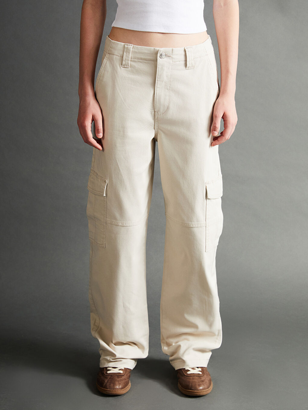 Regular fit kargo pantalone od gabardena za žene -S53031Z8-CTL