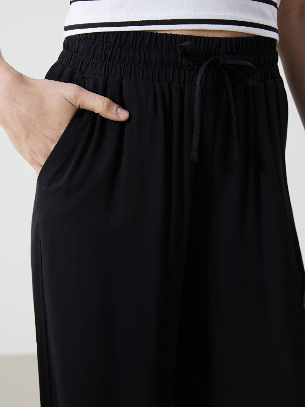 Women's Elastic Waist Linen Blend Trousers -S53032Z8-CVL