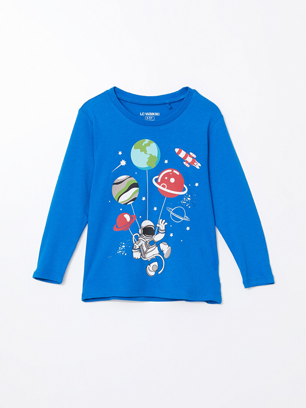 LCW Kids Mavi Bisiklet Yaka Erkek Çocuk Pijama Üst