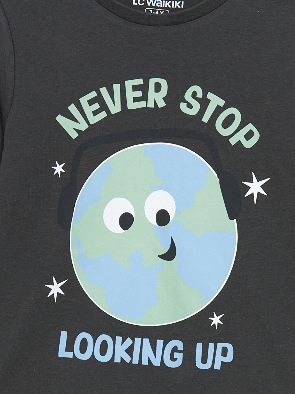 Gri Bisiklet Yaka Baskılı Erkek Çocuk Pijama Üst-2