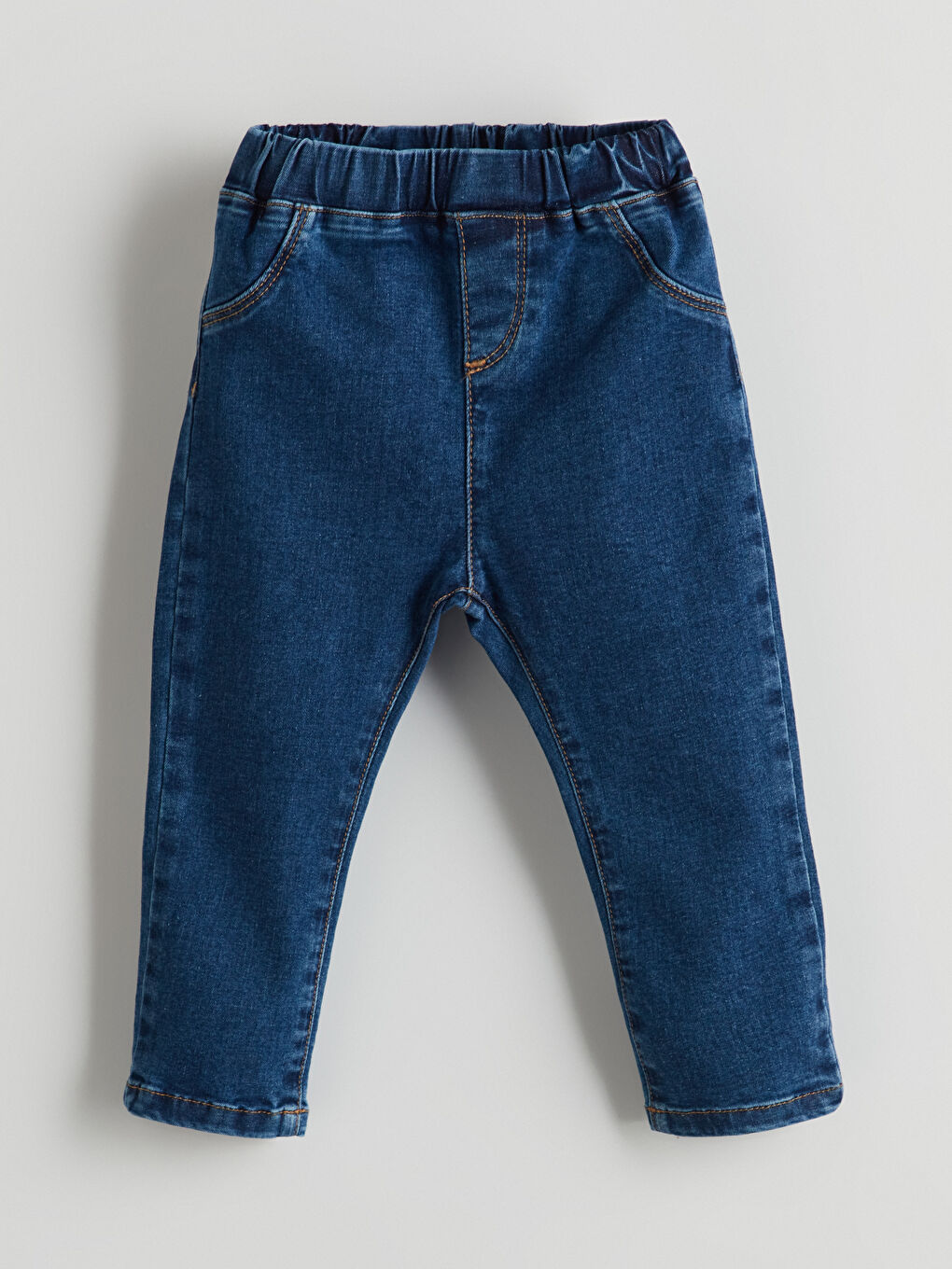 İndigo Beli Lastikli Erkek Bebek Jean Pantolon