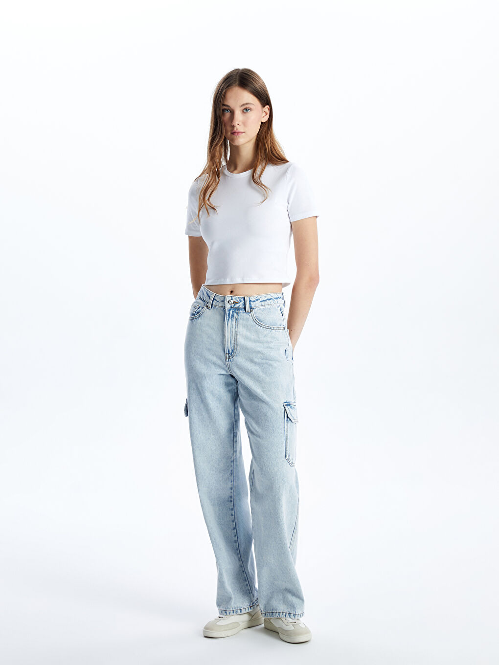 Wideleg Women's Cargo Jeans -S53111Z8-S54