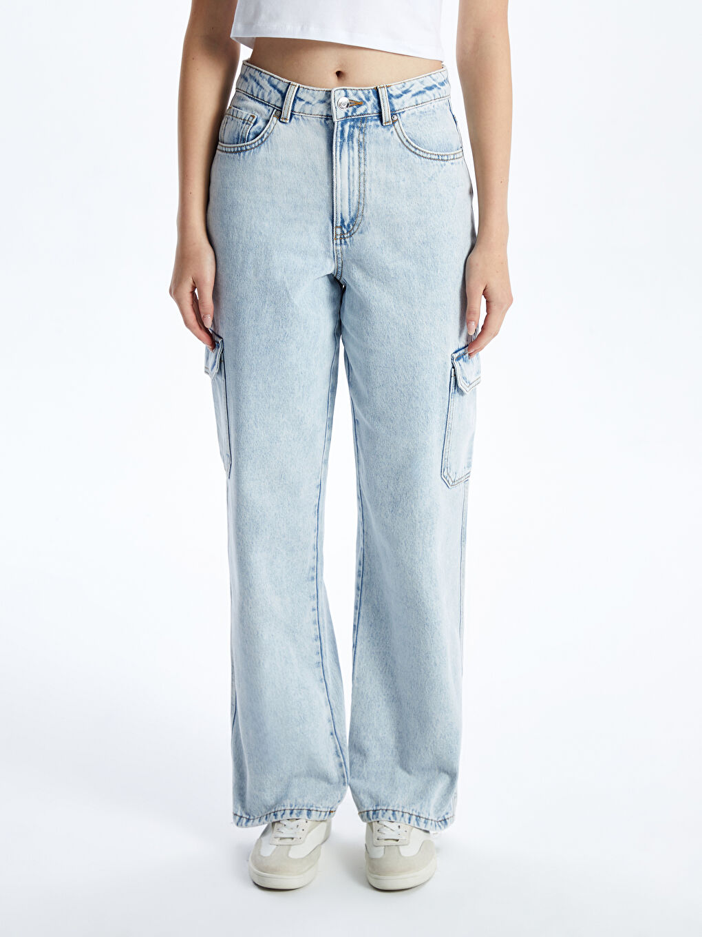 Wideleg Women's Cargo Jeans -S53111Z8-S54