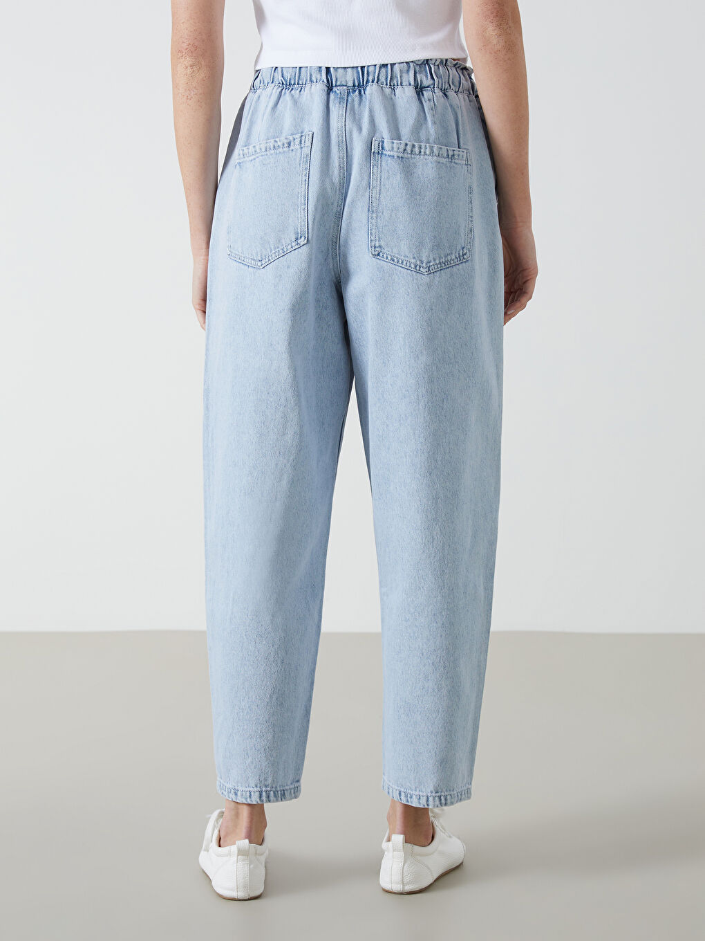 Elasticated Waist Balloon Fit Women's Jeans -S53115Z8-S1D