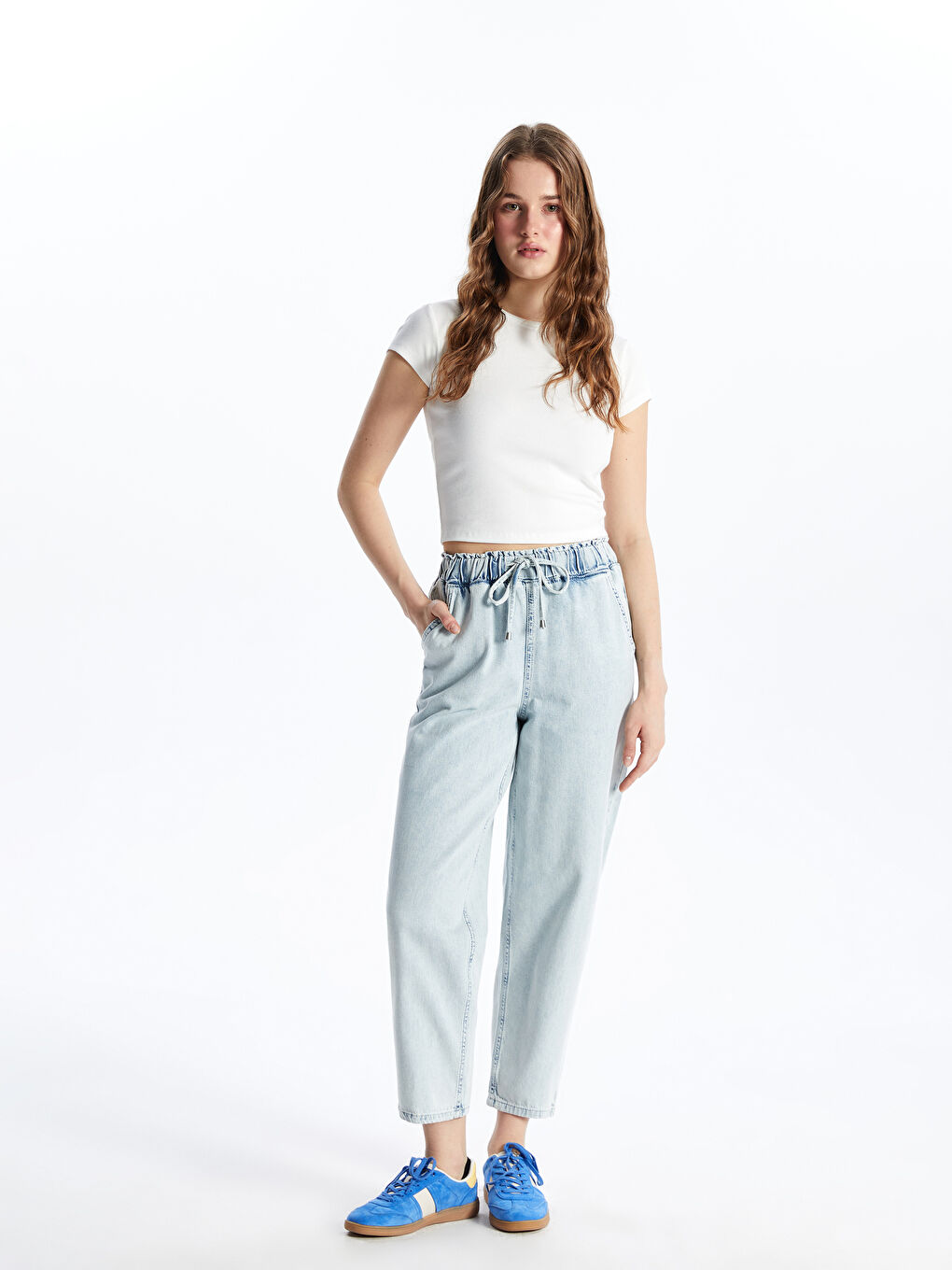 High Waist Wideleg Women's Jean Trousers -S53116Z8-S1D