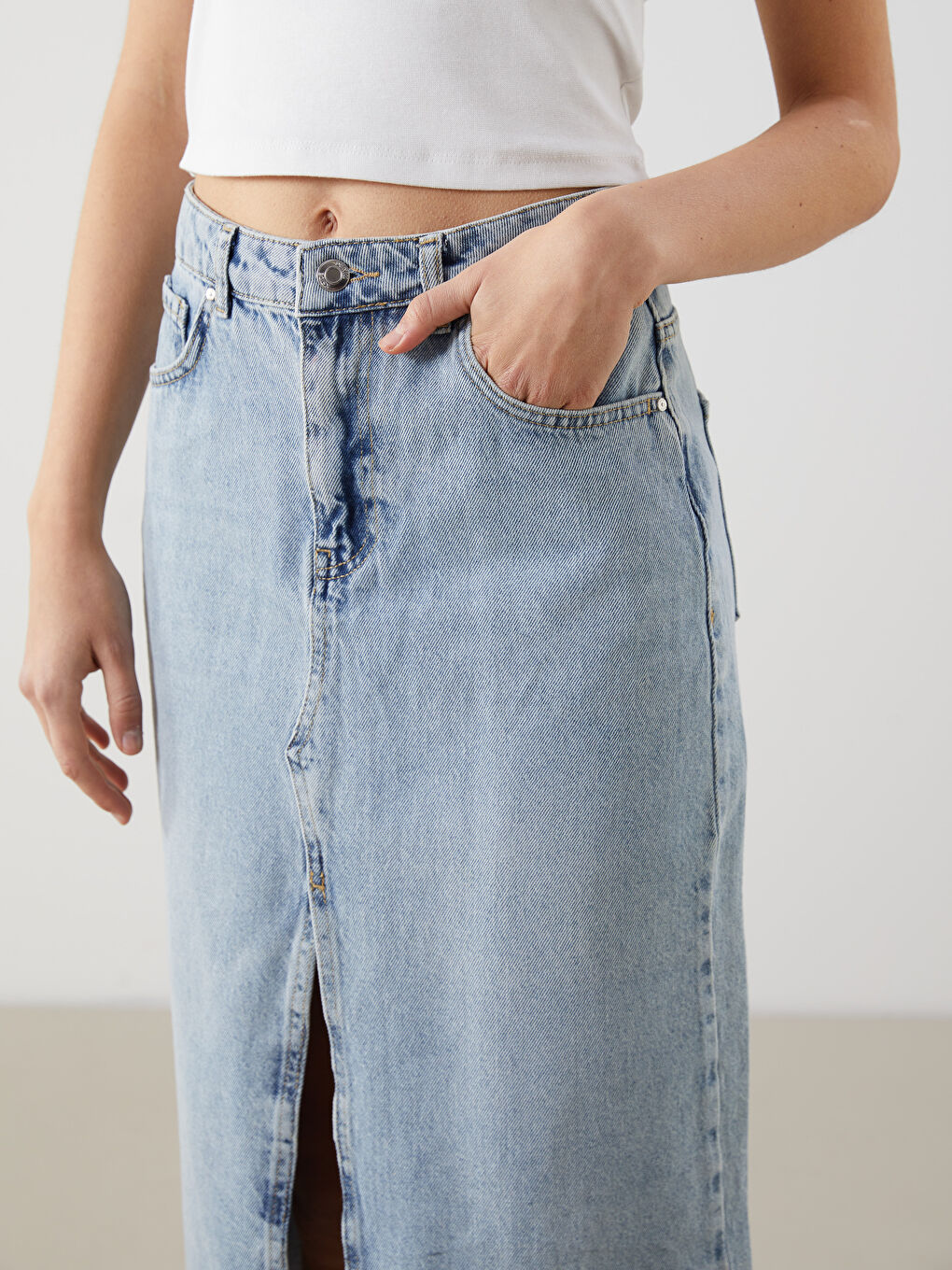 Slim Fit Women Jean Skirt -S53120Z8-S54