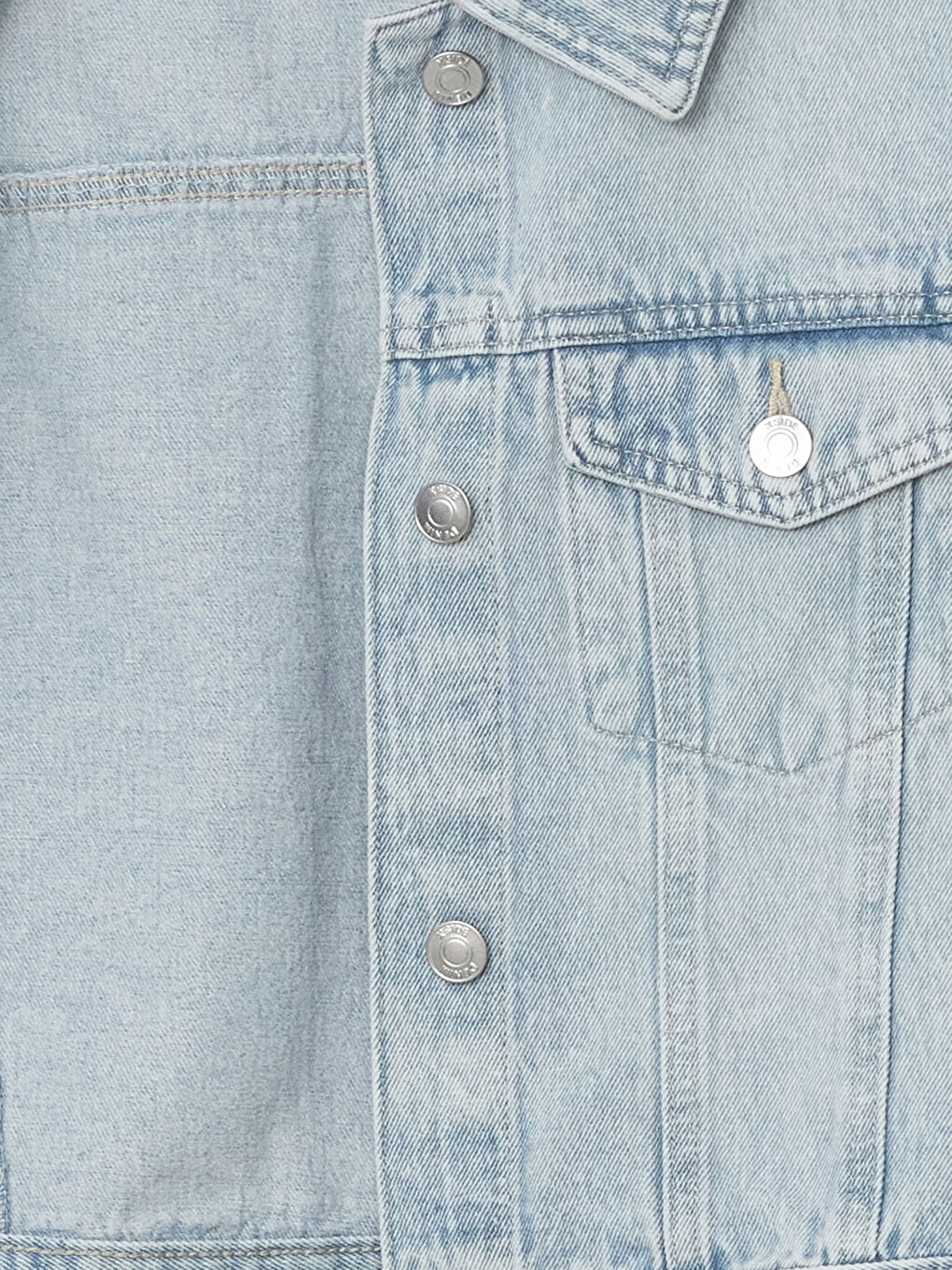 Kragenhals Taschen Jeansjacke für Damen-5