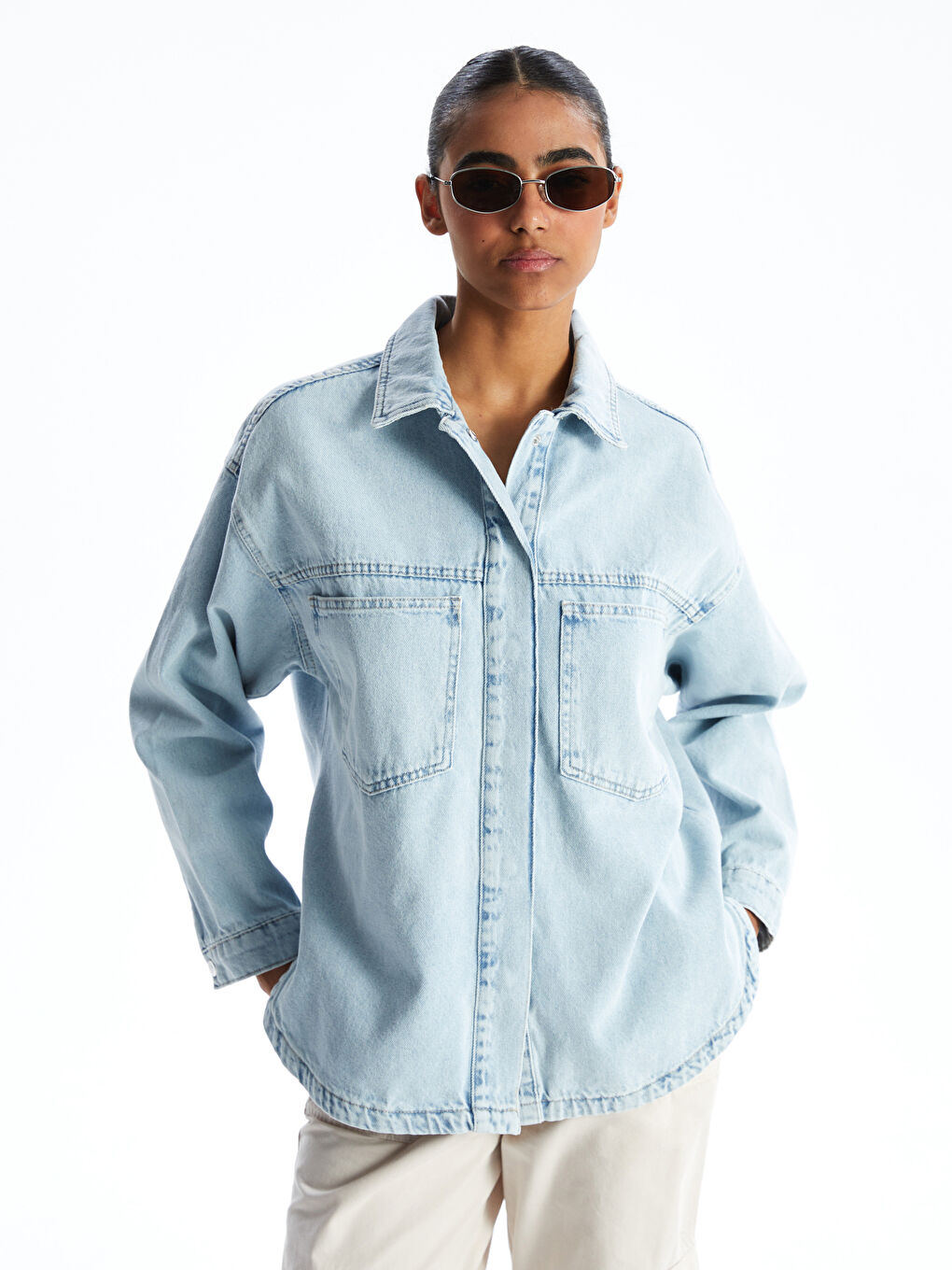 Shirt Collar Women's Jean Jacket -S53124Z8-S54