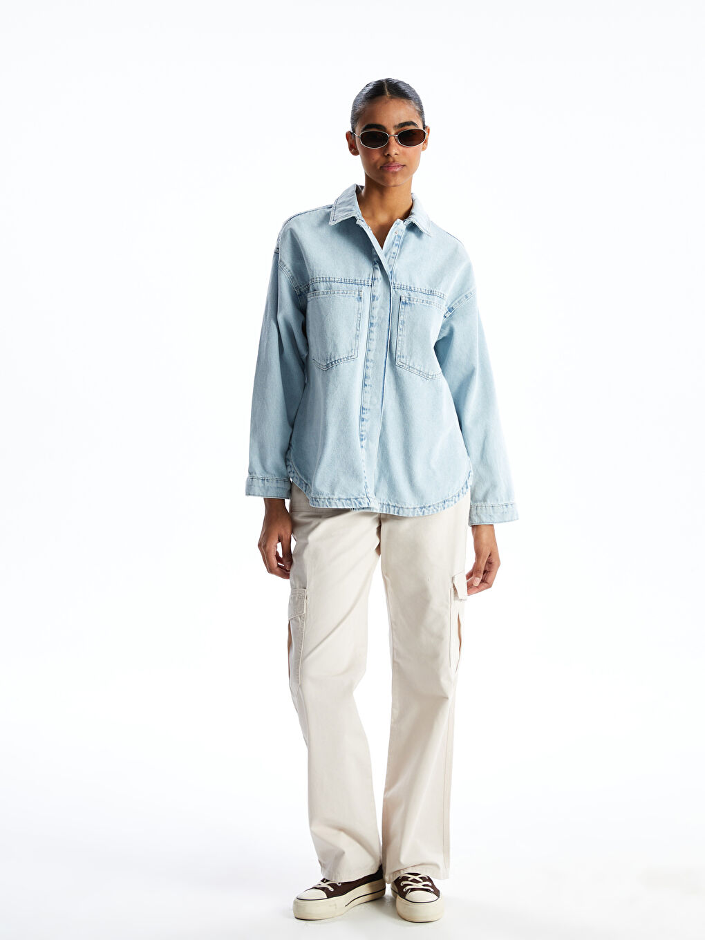 Shirt Collar Women's Jean Jacket -S53124Z8-S54