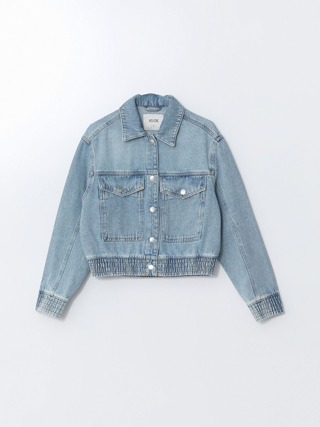 Collared Neck Women's Denim Jacket-4