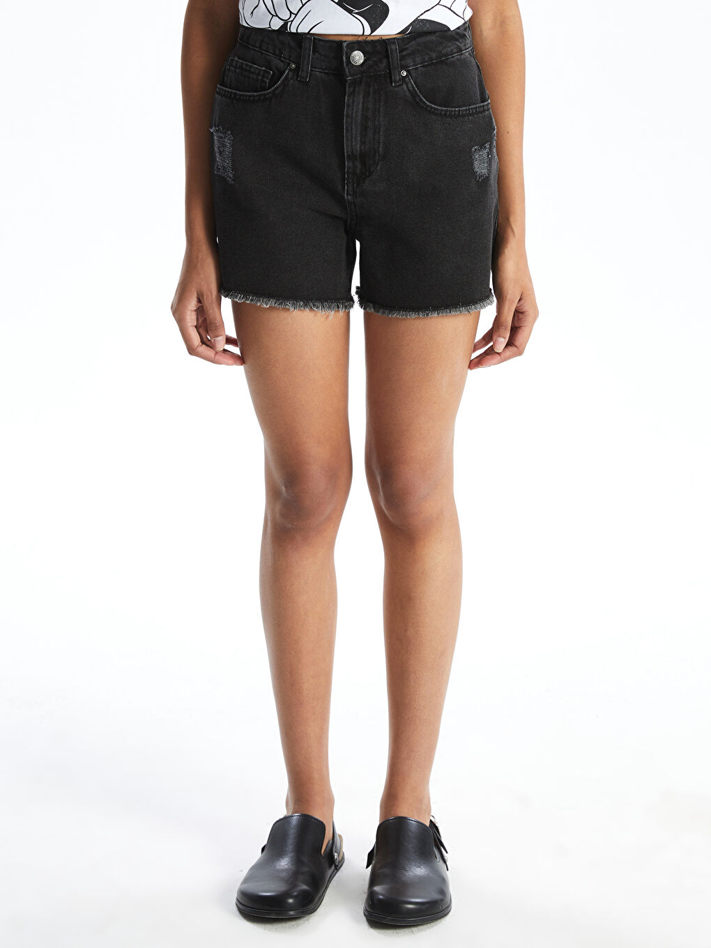 Women's Tight Fit Ripped Detailed Jean Shorts -S53128Z8-CVL