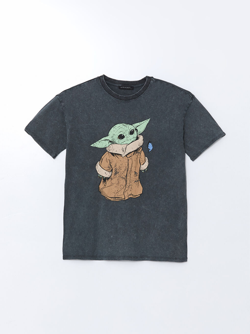 LCW Modest Bisiklet Yaka Baby Yoda Baskılı Penye Kadın Tişört -S53161Z8-JQN