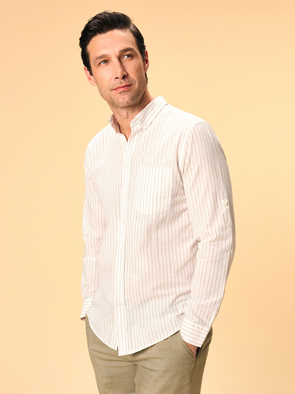 Relaxed Fit Linen Blend Men's Shorts -S53166Z8-SXU