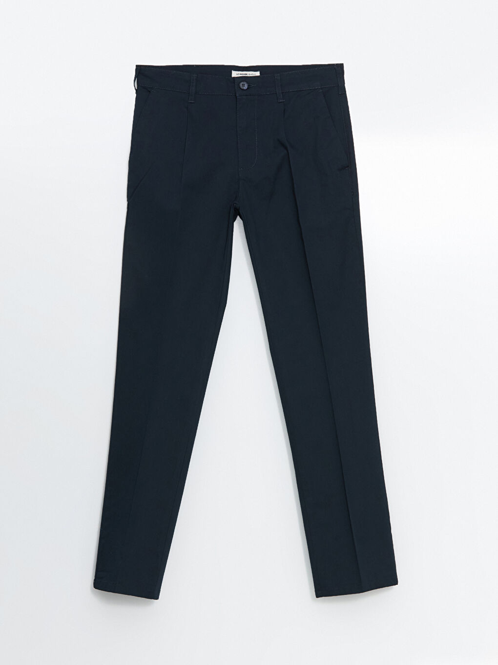 Lacivert Standart Kalıp Erkek Pileli Chino Pantolon-4