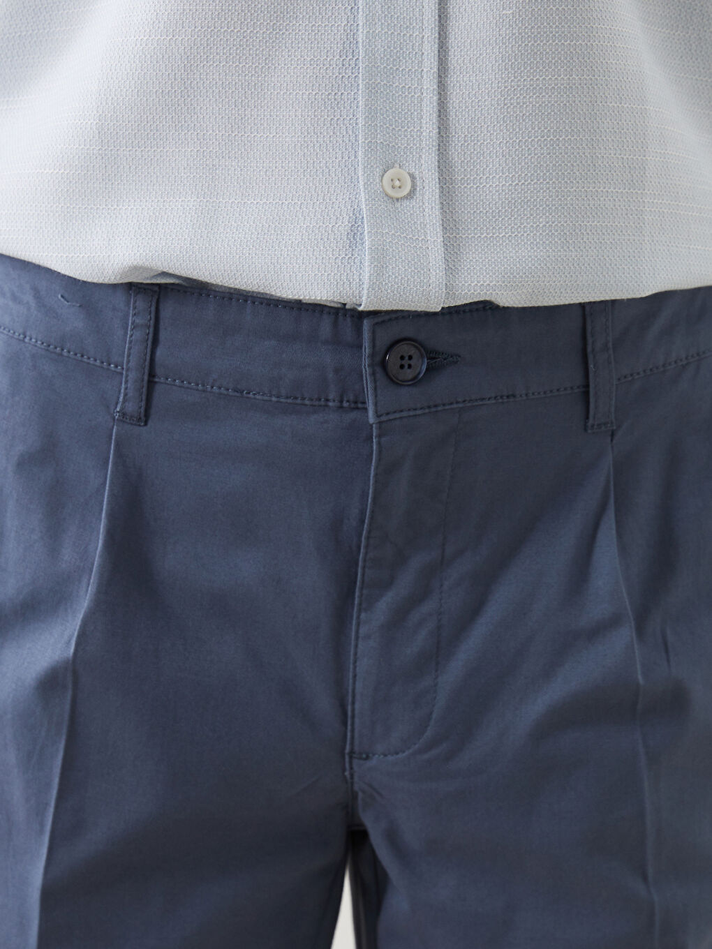 İndigo Standart Kalıp Erkek Pileli Chino Pantolon-2