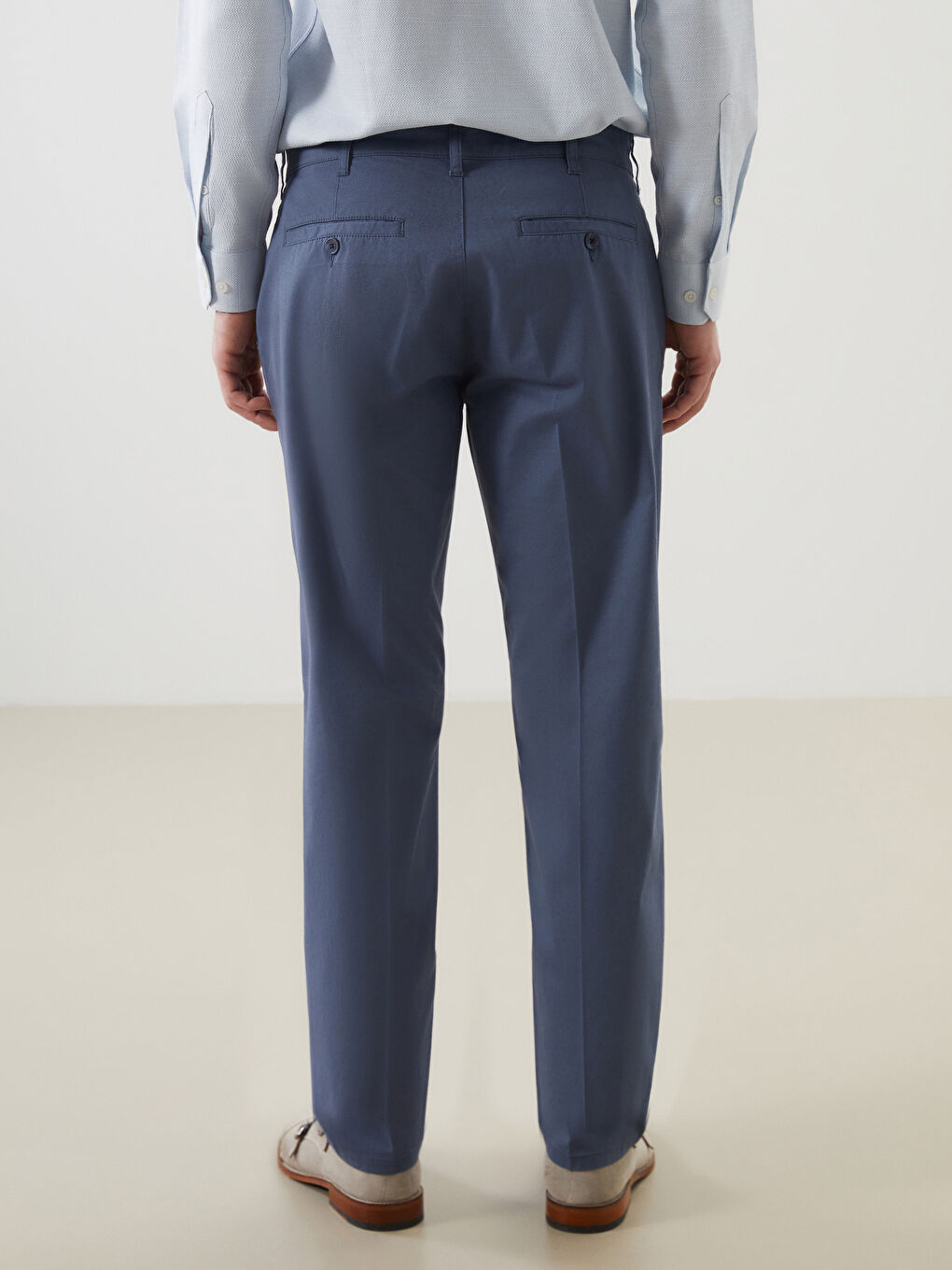 İndigo Standart Kalıp Erkek Pileli Chino Pantolon-3