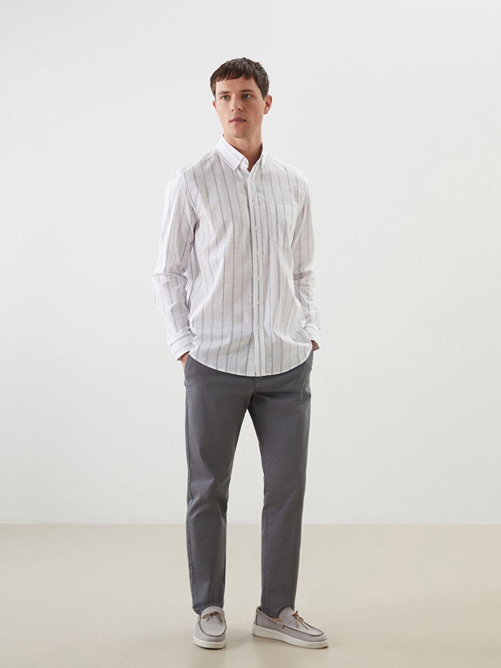 Slim Fit Gabardine Men's Chino Trousers -S53169Z8-S2S