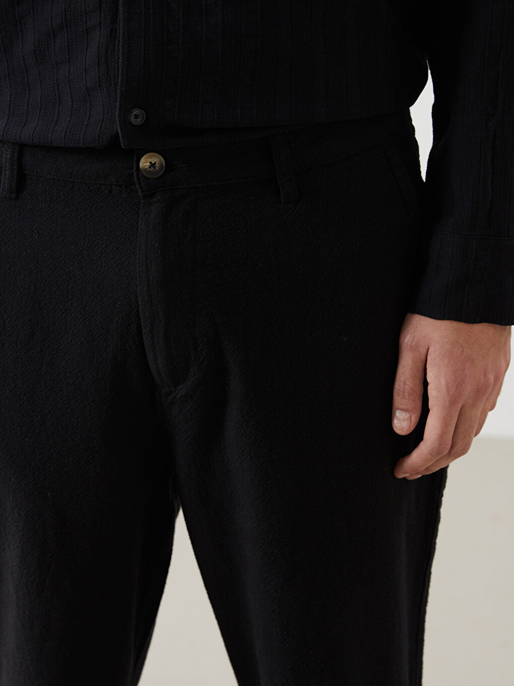 Relaxed Fit Linen Look Men's Trousers -S53184Z8-RQL