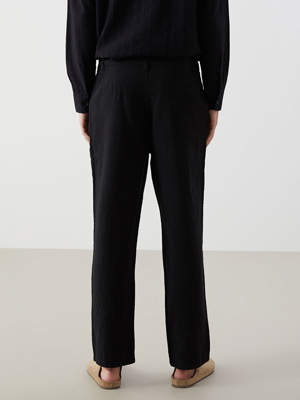 Relaxed Fit Linen Look Men's Trousers -S53184Z8-RQL