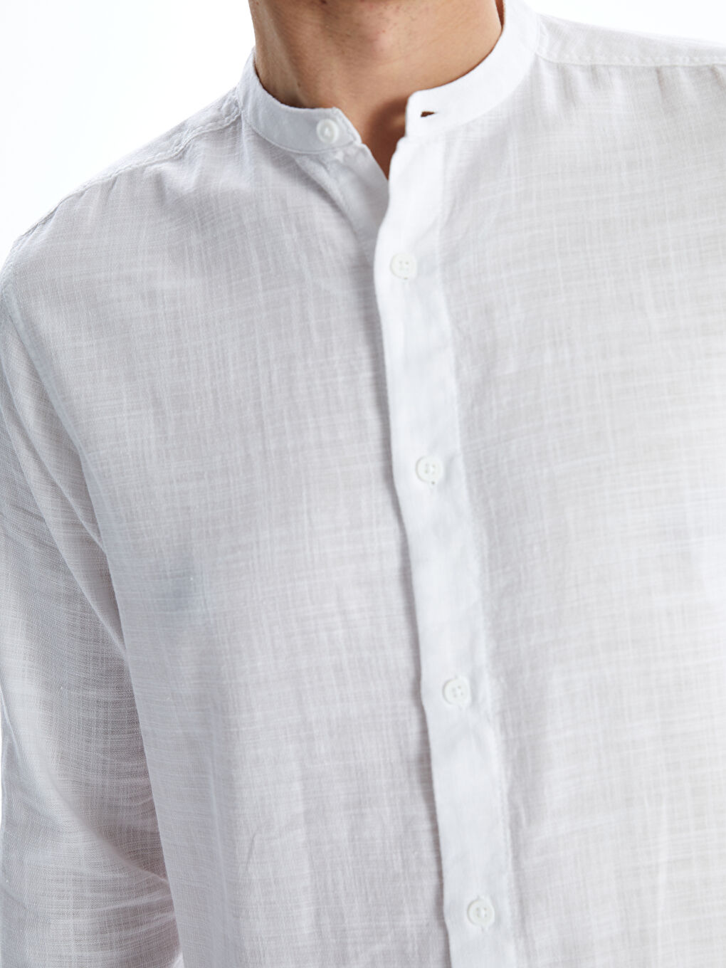 Рубашка с длинным рукавом, стандартного кроя, с воротником-стойкой для мужчин-2