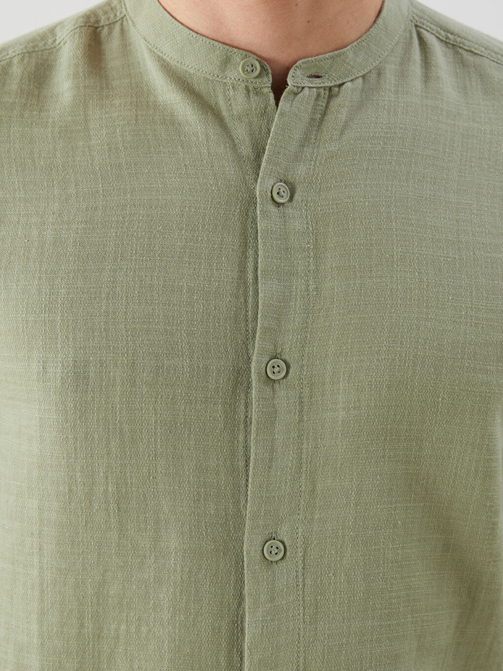 Chemise à Manches Longues Col Mao Coupe Régulière pour Hommes-2