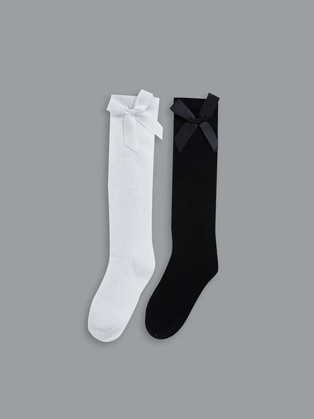 Bow Detailed Girls' Knee High Socks 2 Pack -S53310Z4-J5E