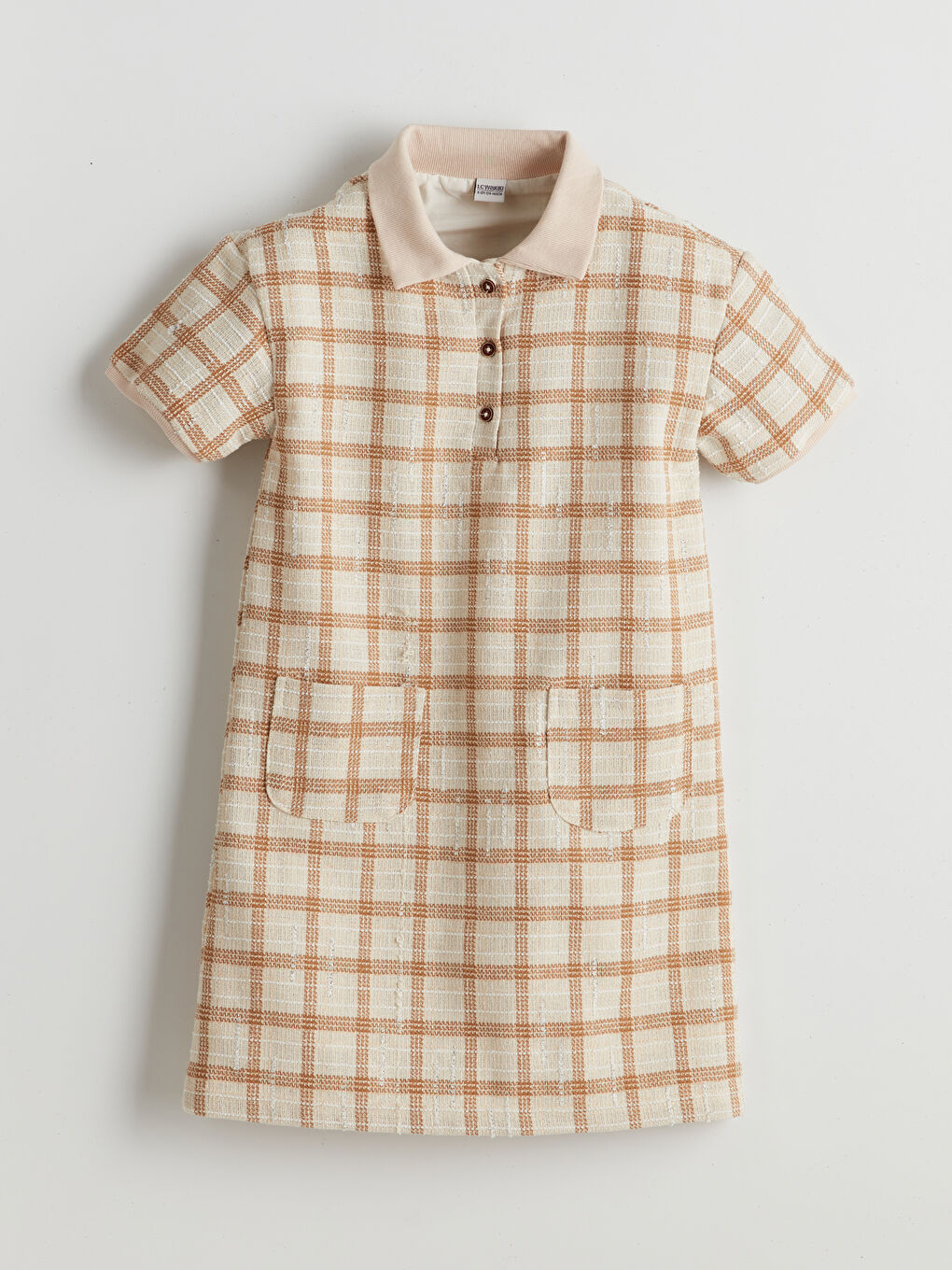 Polo Collar Plaid Girls' Tweed Dress -S53322Z4-LRB