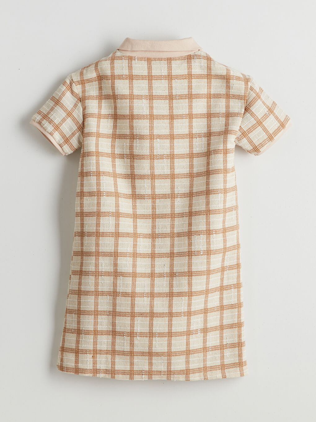 Polo Collar Plaid Girls' Tweed Dress -S53322Z4-LRB