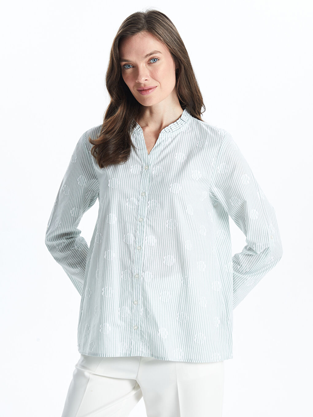 Regular Fit Women's Shirt with Ruching -S53331Z8-LFN
