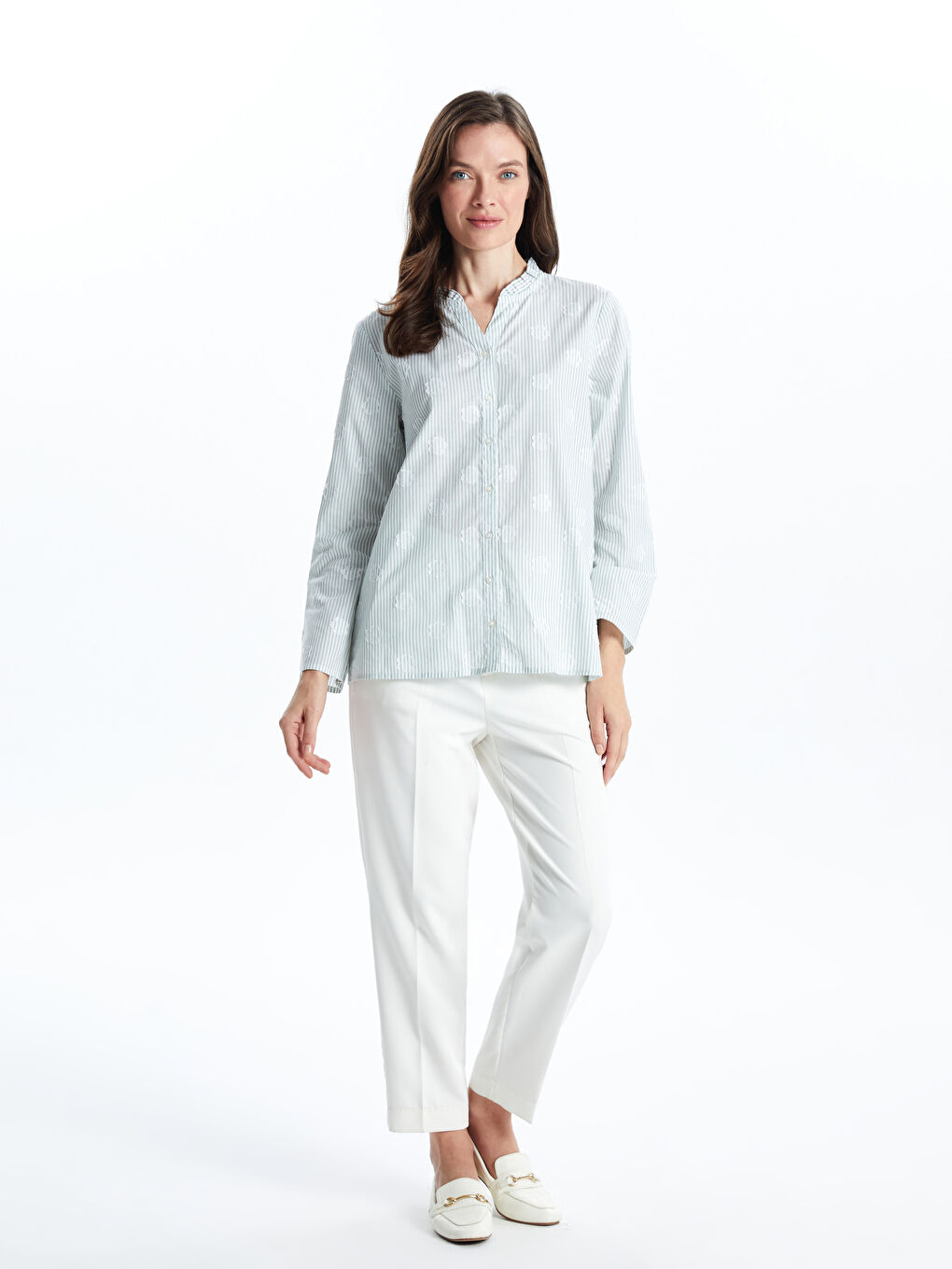 Regular Fit Women's Shirt with Ruching -S53331Z8-LFN
