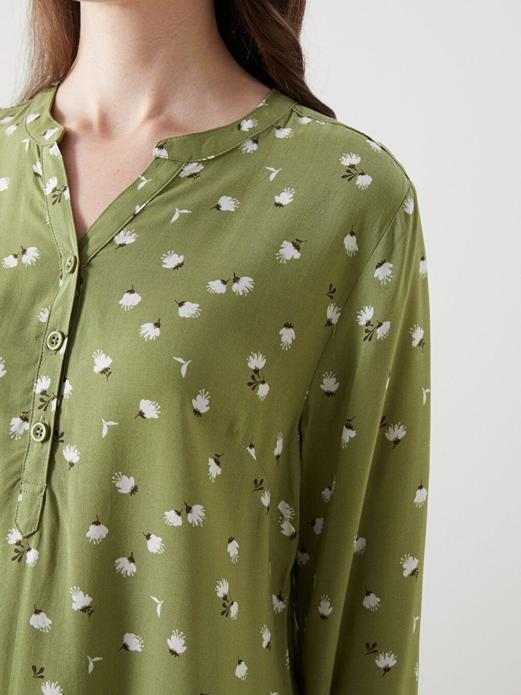 Notch Neck Patterned Women's Blouse -S53332Z8-LS6
